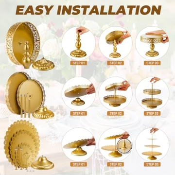 ELIMTEC Gold Cake Stand Dessert Table Set for Celebrations
