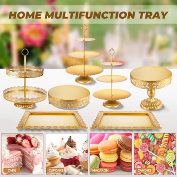 ELIMTEC Gold Cake Stand Dessert Table Set for Celebrations
