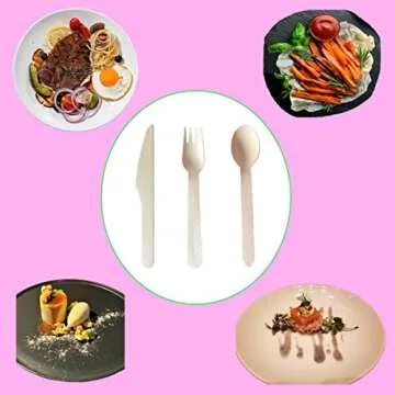 Gmark 100pcs Compostable Wooden Cutlery Set - Eco-Friendly Utensils