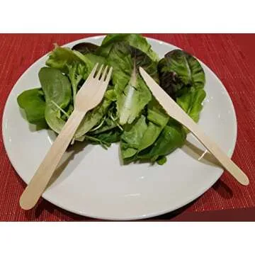 Gmark 100pcs Compostable Wooden Cutlery Set - Eco-Friendly Utensils