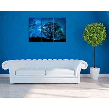 Visual Art Decor Starry Night Tree Silhouette Canvas Prints