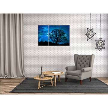 Visual Art Decor Starry Night Tree Silhouette Canvas Prints