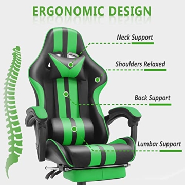 Ferghana E-Sports Gaming Chair in Green with Comfort Features