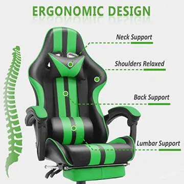 Ferghana E-Sports Gaming Chair in Green with Comfort Features