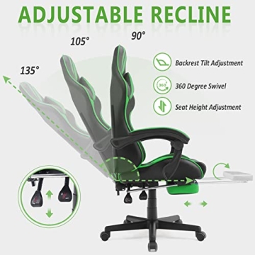 Ferghana E-Sports Gaming Chair in Green with Comfort Features