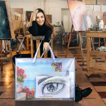 BUSOHA Art Portfolio Bag - 2 Pack Clear Waterproof Storage