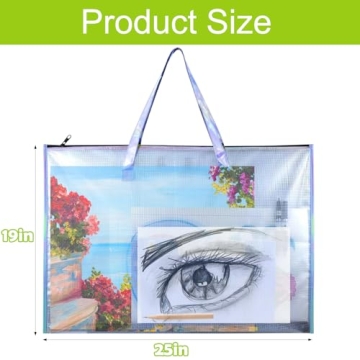 BUSOHA Art Portfolio Bag - 2 Pack Clear Waterproof Storage