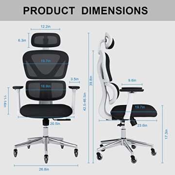 Sytas Ergonomic Home Office Chair, Desk Chair with Lumbar Support, Ergonomic Computer Chair High Bac...