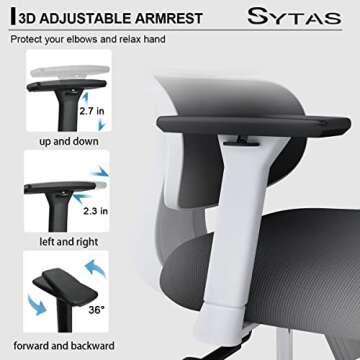 Sytas Ergonomic Home Office Chair, Desk Chair with Lumbar Support, Ergonomic Computer Chair High Back