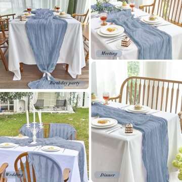 IVAPUPU Cheesecloth Table Runner Set - Elegant Party Decor