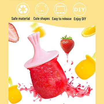 Mini Popsicles Molds for Kids Baby Cute Animal Shapes 6 Pieces Ice Pop Maker BPA Free Silicone Ice C...