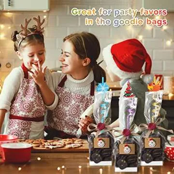 TMGIDRI 24 Christmas Party Favors for Kids, Christmas Party Decorations Supplies, Xmas Candy Bags Supplies, Christmas Goodie Gifts, Drinking Straws with 2 Cleaning Brushes