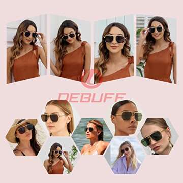 Stylish DeBuff Retro 70s Aviator Sunglasses for Women