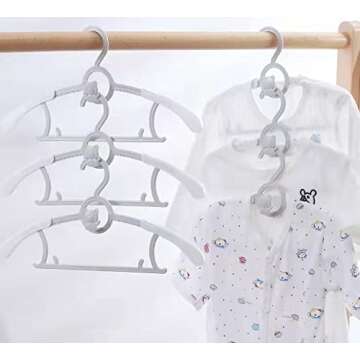 HGYZE Baby Nursery Closet Hangers, Ultra Thin Non-Slip and Extendable Laundry Infant Pant Hanger for Newborn Clothes - 20pcs Grey Gift - Adjustable Children Coat Hanger for Girl Boy Toddler Kids Child