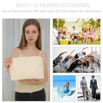 YogoRun Extral Large Makeup Bag Travel Essentials Cosmetic Pouch Bag for Women Travel Toiletry Bag for Men Nylon Beauty Bag With Zipper Pocket (Beige)