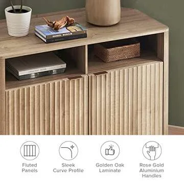 mopio Brooklyn Corner Storage Cabinet, Mid Century Modern Buffet, Entertainment Center, Storage Cabinet with Doors and Shelves, Media Cabinet for 55 inch TV Stand, for Living Room