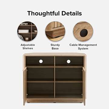 mopio Brooklyn Corner Storage Cabinet, Mid Century Modern Buffet, Entertainment Center, Storage Cabinet with Doors and Shelves, Media Cabinet for 55 inch TV Stand, for Living Room