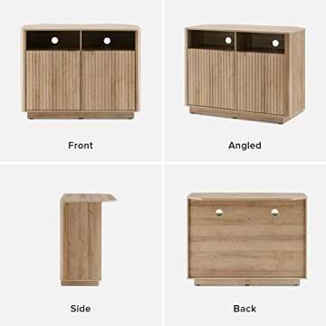 mopio Brooklyn Corner Storage Cabinet, Mid Century Modern Buffet, Entertainment Center, Storage Cabinet with Doors and Shelves, Media Cabinet for 55 inch TV Stand, for Living Room