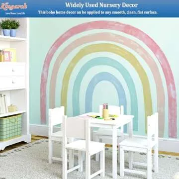 Kingarch Large Watercolor Rainbow Wall Decals, Colorful Peel and Stick Fabric Nursery Wall Decor, Removable Home Room Wall Decor Murals Stickers for Kids Girls Toddler Bedroom Living Room Playroom