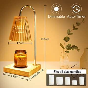 Candle Warmer Lamp with 4 Bulbs - Candle Warmer with Timer Dimmable, Wax Melt Warmer Candle Holders