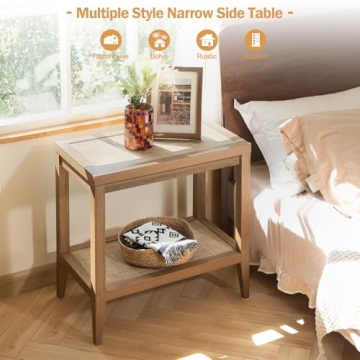 Stylish SICOTAS Boho Rattan Nightstand for Cozy Spaces