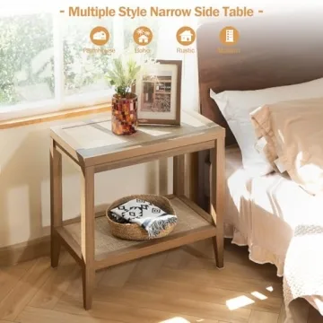 Stylish SICOTAS Boho Rattan Nightstand for Cozy Spaces