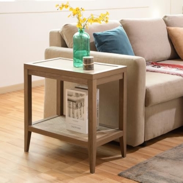 Stylish SICOTAS Boho Rattan Nightstand for Cozy Spaces