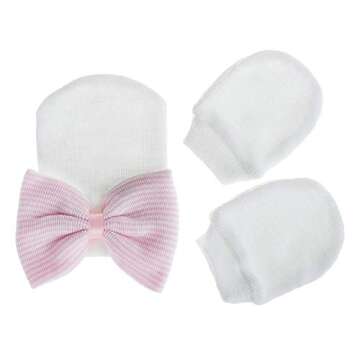 Zando Newborn Hospital Hat Mitten Sets for Baby Girl