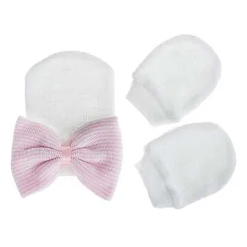 Zando Newborn Hospital Hat Mitten Sets for Baby Girl