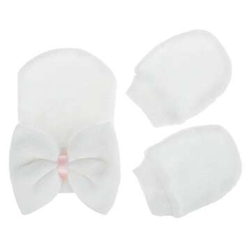 Zando Newborn Hospital Hat Mitten Sets for Baby Girl