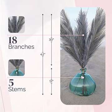 Lozidecor Faux Pampas Grass 42 Inch 5 Stems Decor
