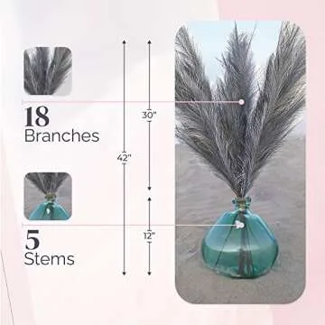 Lozidecor Faux Pampas Grass 42 Inch 5 Stems Decor