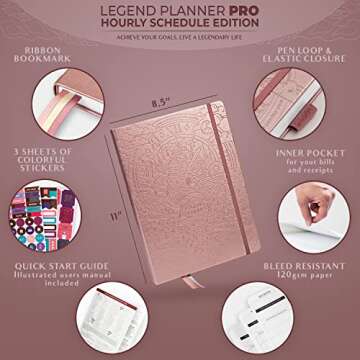 Legend Planner PRO Hourly Schedule - Weekly & Daily Organizer with Time Slots. Appointment Book Jour...