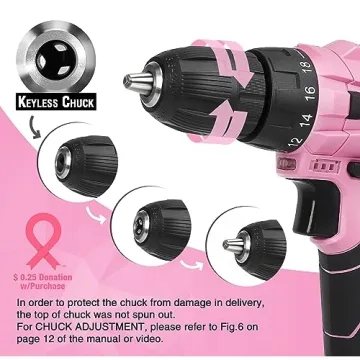 WORKPRO 12V Pink Cordless Drill Set for DIY Enthusiasts