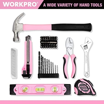 WORKPRO 12V Pink Cordless Drill Set for DIY Enthusiasts