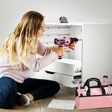 WORKPRO 12V Pink Cordless Drill Set for DIY Enthusiasts