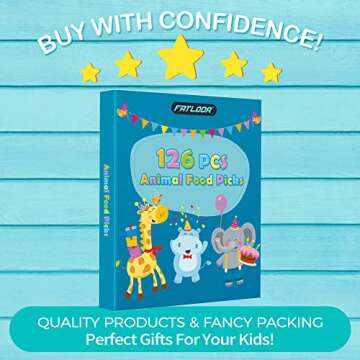 126PCS Food Picks for Kids, FATLODA Kids Food Picks, Animal Toddler Food Picks, Reusable Kids Lunch Accessories for Bento Box, Cute Kids Toothpicks For Lunch Picks, Fun Fruit Picks Forks
