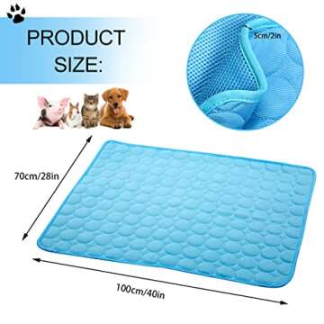 Pet Cooling Mat for Dogs Cats-Ice Silk Dog Cooling Mats, Summer Dog Cooling Pads, Dog Crate Mat Cat Cooling Mat, Portable & Washable Pet Cooling Blanket for Kennel/Sofa/Bed/Floor/Car Seats
