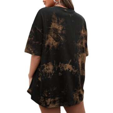Remidoo Women's Causal Short Sleeve Tie Dye Shirt Oversized Tshirt Top Loose Fit T-Shirt Solid Black...