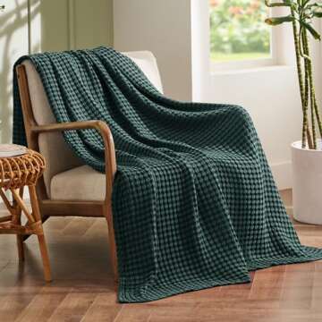 Bedsure Cooling Cotton Waffle Weave Throw Blanket - Lightweight Breathable Blanket of Rayon Derived ...