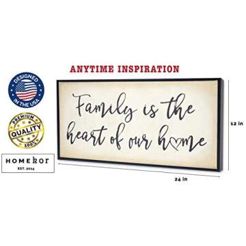 Homekor Family is The Heart of Our Home Inspirational Quotes - Framed Canvas Print Hanging Wall Deco...