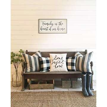 Homekor Family is The Heart of Our Home Inspirational Quotes - Framed Canvas Print Hanging Wall Decor 24 x 12