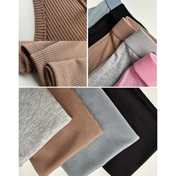 AYWA Women's Ribbed Crop Top High Waist Leggings Workout Set