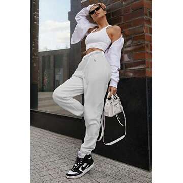 GOKATOSAU Women's Sexy Lounge Stretch Casual Jogger Drawstring Sweatpants with Pockets White