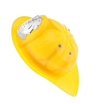 1PC Kids Fire Safety Hat Toy - Durable Yellow Plastic Role Play Helmet for Cosplay, Performance Prop...