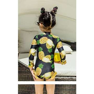 Toddler Kids Girls Pineapple Print Rash Guard One-Piece Swimsuit Ruffle Sun Production Swimwear Size 2-3T/Tag2 (Yellow)