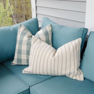 Cozy Prairie Linens Woven Pillow Cover in Pinstripe Style