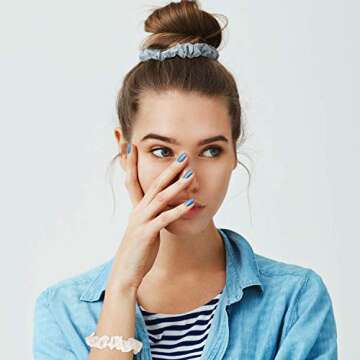 36 Pieces Silk Hair Scrunchies Soft Elastic Satin Hair Bands Silk Solid Color Scrunchy Hair Ties Ponytail Holders for Women Girls Hair Accessories, 12 Colors, Small Size