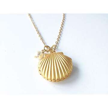 little mermaid necklace, sea shell necklace, shell locket, mermaid jewelry, mermaid necklace, secret message locket, Ariel Necklace