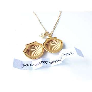 little mermaid necklace, sea shell necklace, shell locket, mermaid jewelry, mermaid necklace, secret message locket, Ariel Necklace